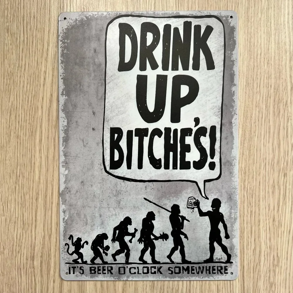 Tin Sign - Human Evolution Bee - đánh giá và giá Vintage Collectible Plates