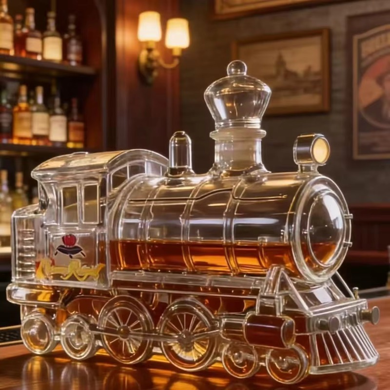 Vintage Steam Train Glass Deca - đánh giá và giá Vintage Collectible Liquor Bottles